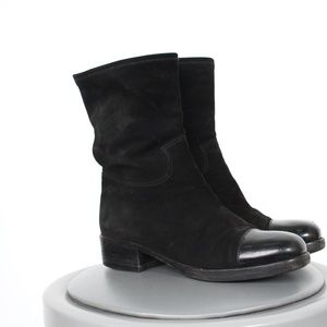 Chanel suede cap toe boots